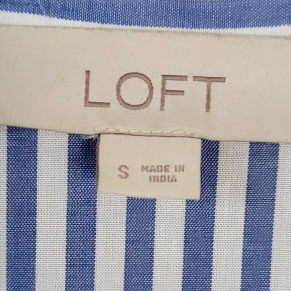 NWOT Ann Taylor Loft Striped Embroidered Bell Sleeve Top Size Small - Picture 11 of 13